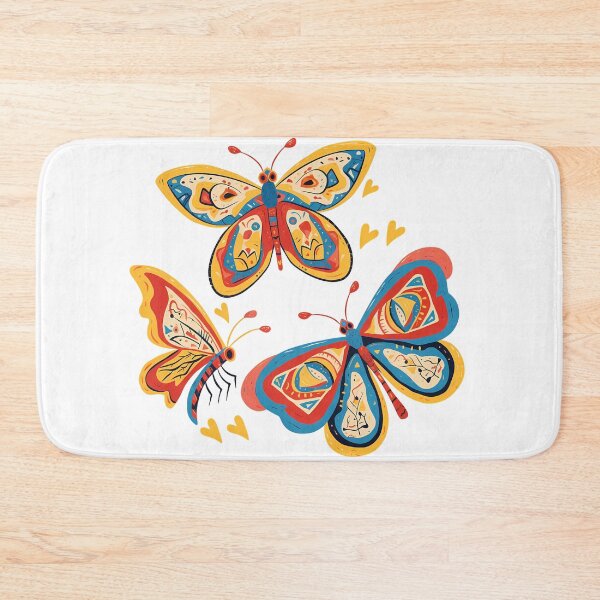 Item preview, Folk Art Colorful Butterflies Trio - Vibrant Whimsical Insect Print designed and sold by DesignArtist.ia.