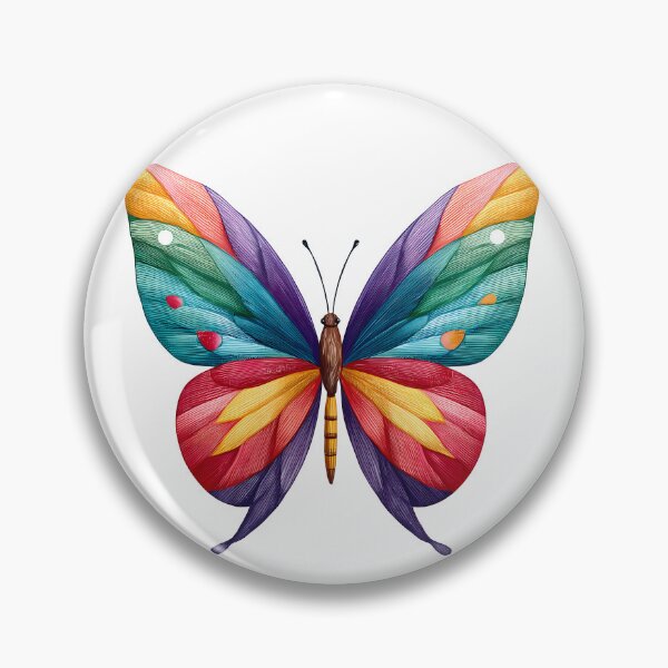 Item preview, Embroidered Rainbow Butterfly - Vibrant Textured Fantasy Insect Art Print designed and sold by DesignArtist.ia.