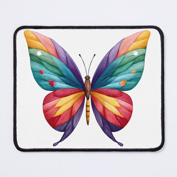 Item preview, Embroidered Rainbow Butterfly - Vibrant Textured Fantasy Insect Art Print designed and sold by DesignArtist.ia.