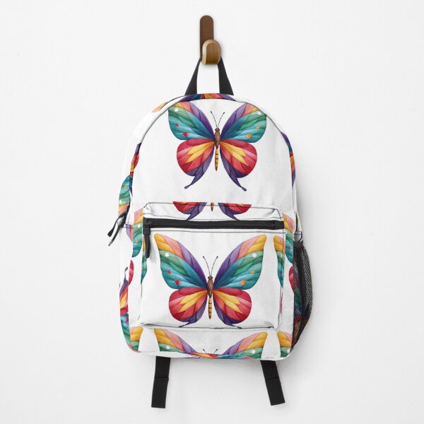 Item preview, Embroidered Rainbow Butterfly - Vibrant Textured Fantasy Insect Art Print designed and sold by DesignArtist.ia.