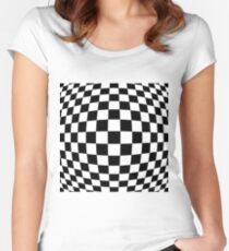 #black, #white, #chess, #checkered, #pattern, #flag, #board, #abstract, #chessboard, #checker, #square, #floor Women's Fitted Scoop T-Shirt