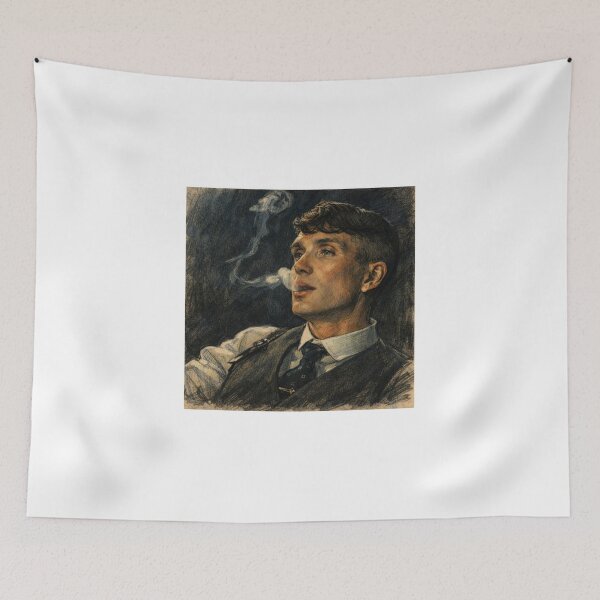 Item preview, Thomas Shelby Fan Art – Smoking Pencil Sketch (Peaky Blinders Inspired Dark) designed and sold by FoundryHouse.