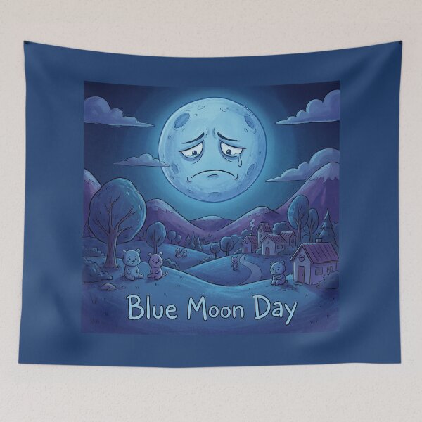 Item preview, Blue Moon Day – Sad Blue Moon Parody of Blue Monday Funny Depressed Moon Design designed and sold by WordPlayStudio.