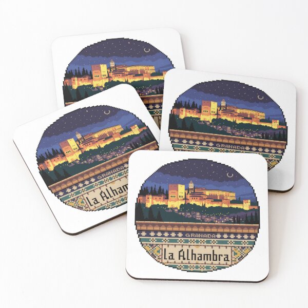 Artikelvorschau, Pixel-Art aus Granada, Spanien: Alhambra im Mondlicht entworfen und verkauft von CircinusStore.