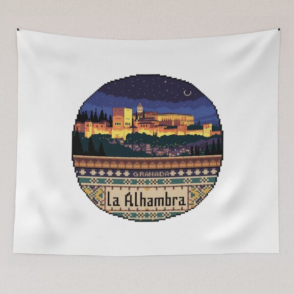 Item preview, Granada Spain Pixel Art: Moonlit Alhambra designed and sold by CircinusStore.