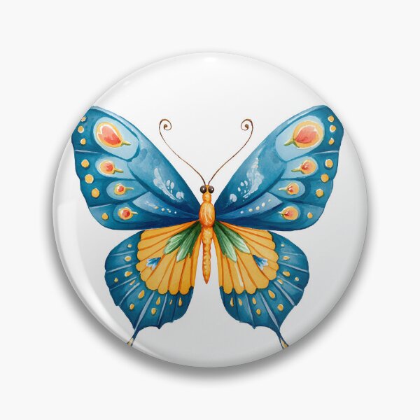 Item preview, Watercolor Blue Orange Butterfly - Soft Floral Fantasy Insect Art Print designed and sold by DesignArtist.ia.