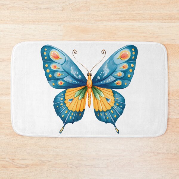 Item preview, Watercolor Blue Orange Butterfly - Soft Floral Fantasy Insect Art Print designed and sold by DesignArtist.ia.
