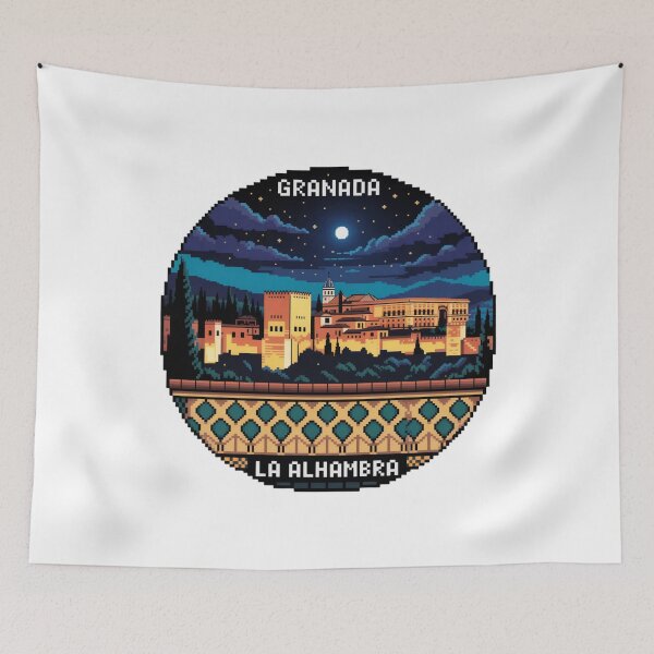 Item preview, Granada Spain Pixel Art: Alhambra Under the Stars designed and sold by CircinusStore.