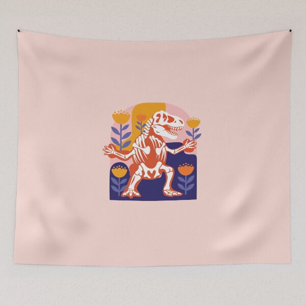 Item preview, Stylized T-Rex Skeleton Dancing Among Floral Motifs designed and sold by AnnArtshock.