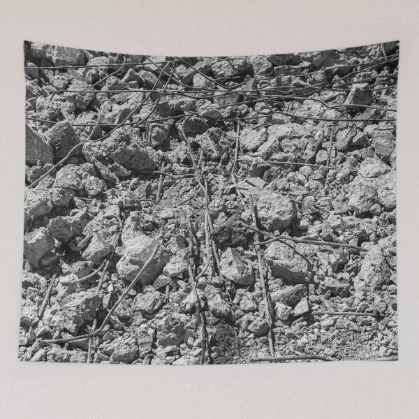 Item preview, Black and White Texture of Rubble and Steel Rebar designed and sold by LRPhotoart.