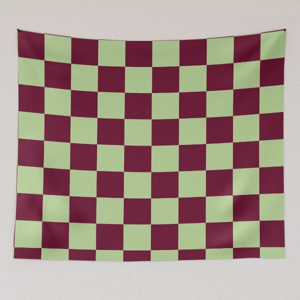 Item preview, Cherry red and matcha green Boho Chic  Retro colorful checkered pattern  designed and sold by Creations by lyne.