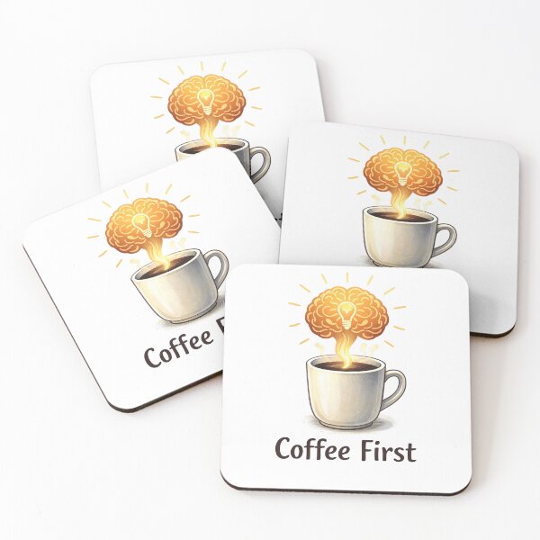 Item preview, Coffee First Brain Power – Funny Caffeine Energy Illustration designed and sold by the-dovlat.