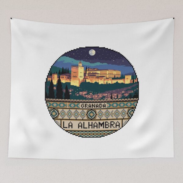 Item preview, Alhambra Granada Pixel Art: Moonlit Night Scene designed and sold by CircinusStore.