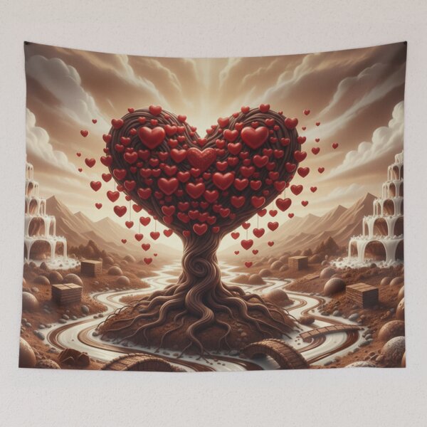 Item preview, Chocolate Heart Tree – Surreal Candy Landscape Art designed and sold by Herzbaumatelier.