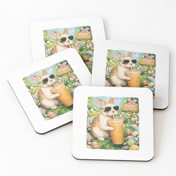 Item preview, Funny Easter Bunny Drinking Iced Coffee Cute Rabbit Coffee Lover designed and sold by kiralynstration.