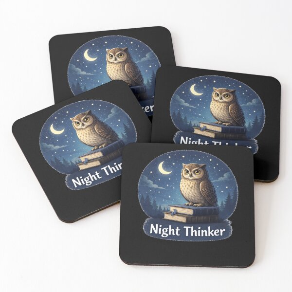 Item preview, Night Thinker Owl – Moonlight Wisdom Book Lover designed and sold by the-dovlat.