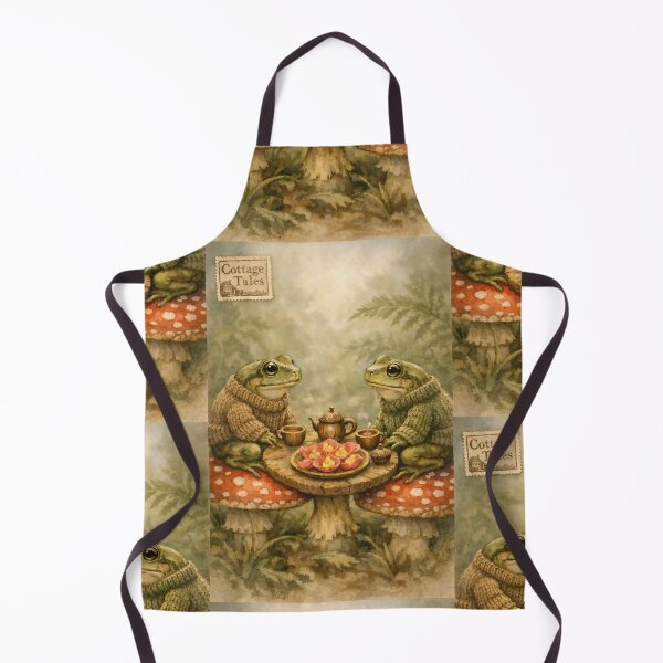 Item preview, The Mushroom-Stool Tea Party - Cottagecore Frog designed and sold by bapupa.