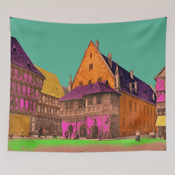 Item preview, Historic Town Hall Halberstadt: Aesthetic vintage architecture collage designed and sold by Mauswohn.