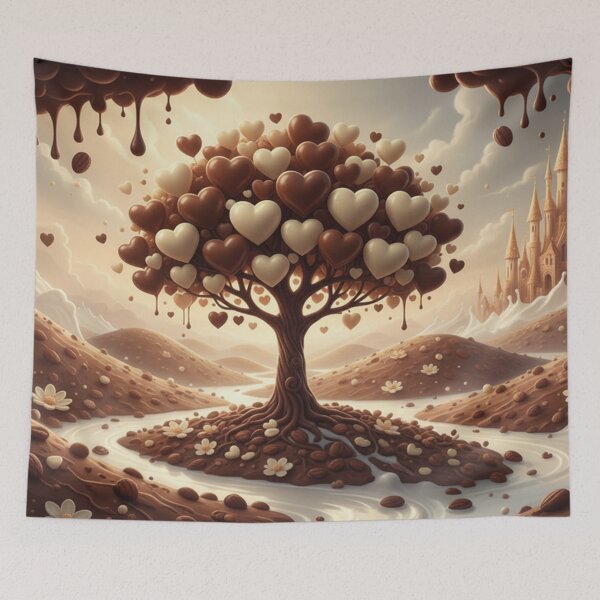 Item preview, Chocolate Heartleaf Tree – Fantasy Candy Kingdom Art designed and sold by Herzbaumatelier.