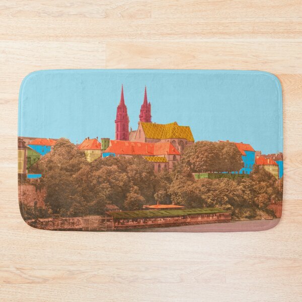 Item preview, Basel Minster on the Rhine: Aesthetic vintage architectural collage designed and sold by Mauswohn.