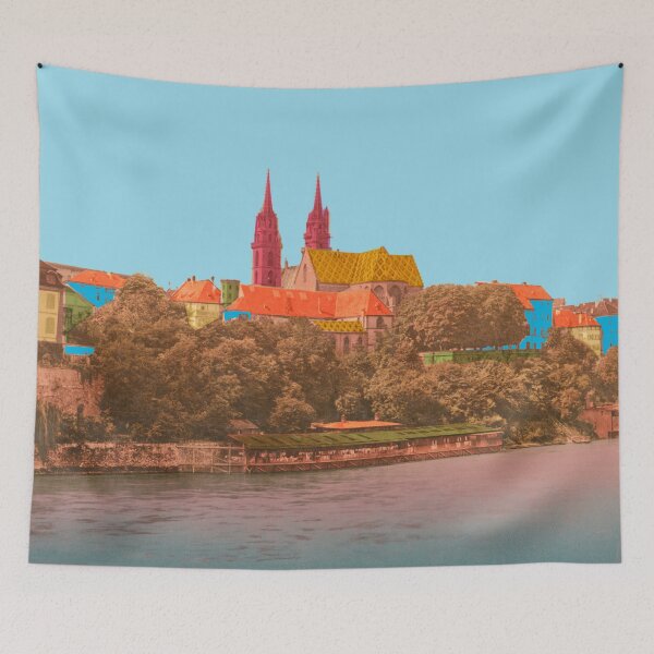 Item preview, Basel Minster on the Rhine: Aesthetic vintage architectural collage designed and sold by Mauswohn.
