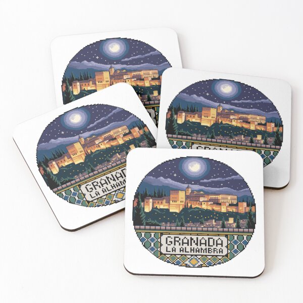 Item preview, Alhambra Granada Pixel Art: Full Moon Night Scene designed and sold by CircinusStore.
