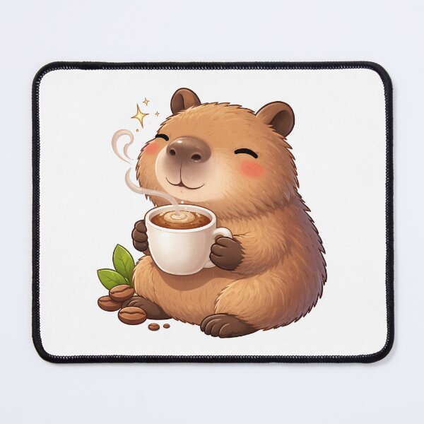 Item preview, Cute Capybara Drinking Coffee – Cozy Coffee Lover Sticker designed and sold by TunikaSVEN93.