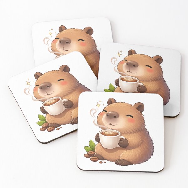 Item preview, Cute Capybara Drinking Coffee – Cozy Coffee Lover Sticker designed and sold by TunikaSVEN93.