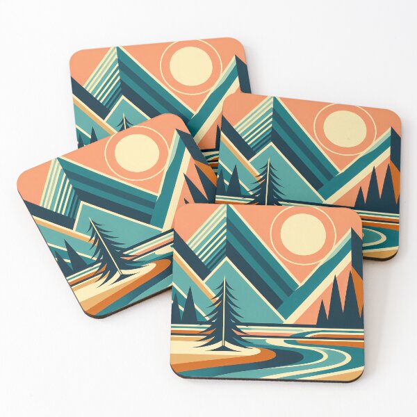 Item preview, Geometric Mountain Peaks at Sunset designed and sold by InkSmithery.