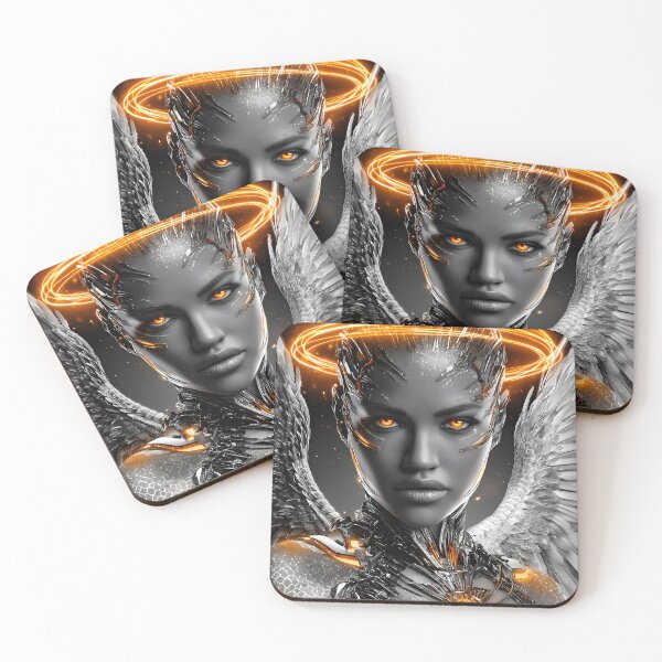 Item preview, Futuristic Angelic Cybernetic Android Portrait designed and sold by Artessie.