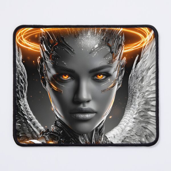 Item preview, Futuristic Angelic Cybernetic Android Portrait designed and sold by Artessie.