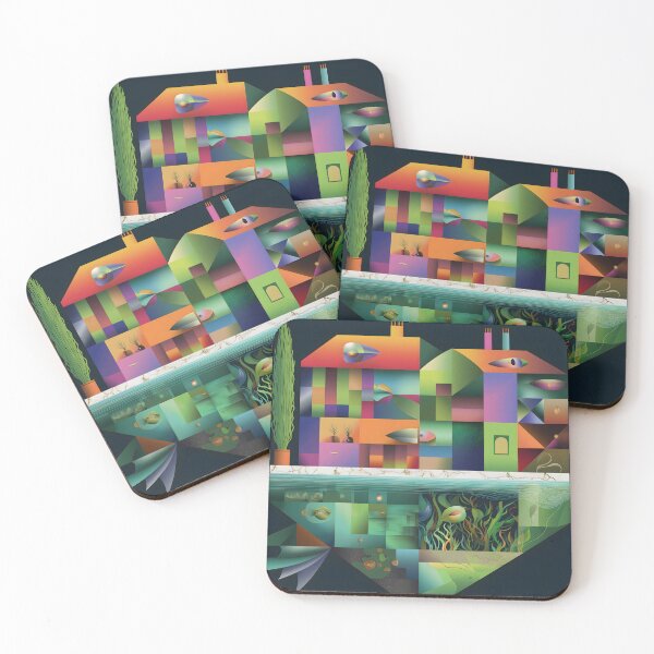 Item preview, Geometric Abstract House and Marine Life designed and sold by shanblue6.