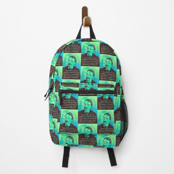 Item preview, Robert Louis Stevenson quote: Quiet minds cannot be perplexed or frightened but go on in fortune or misfortune at their own private pace, like a clock during a thunderstorm. designed and sold by artbleed.