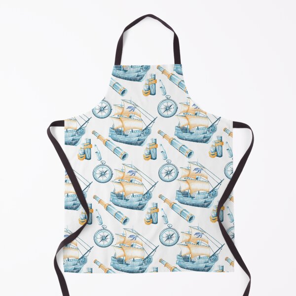 Item preview, Vintage Nautical Pirate Adventure - Teal and Amber Ship Pattern designed and sold by poonzapoon.