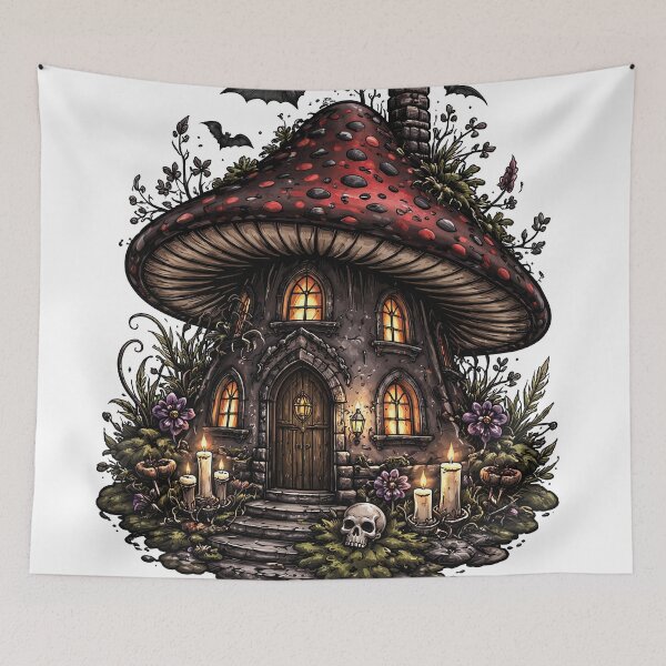 Item preview, Gothic Mushroom Cottage – Dark Cottagecore Sticker designed and sold by TunikaSVEN93.
