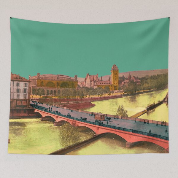 Item preview, Zurich Bahnhofbrücke: Aesthetic vintage architectural collage with Limmatquai designed and sold by Mauswohn.