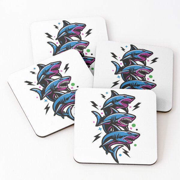 Item preview, Triple Neon Shark Attack designed and sold by SynthRaccoon.