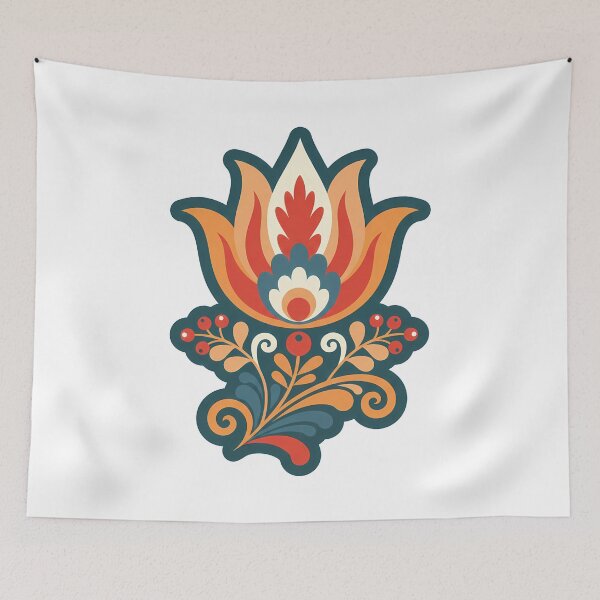 Item preview, Tulip Flower – Scandinavian Folk Art by heidiannemorris © designed and sold by FOLK ART FUSION by heidiannemorris.
