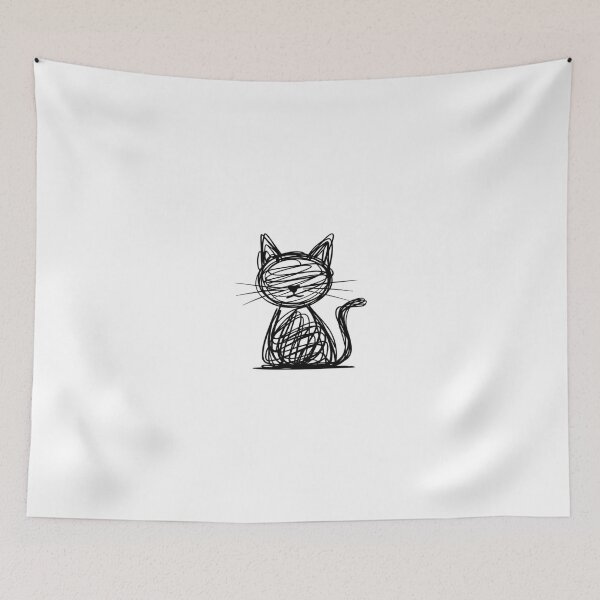Item preview, Abstract Sketch Minimalist Cat Art designed and sold by vaxiek.