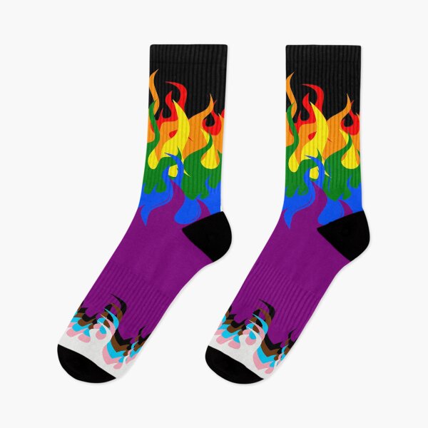 Item preview, LGBTQ+ Pride Flag Colourful Flames  designed and sold by RubberBandBall.