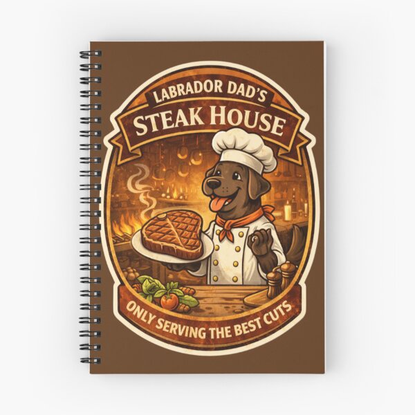 Item preview, Labrador Dad's Steak House | Chocolate Lab Chef Vintage Badge | Funny Dog Steak Lover Gift designed and sold by PawPrintCustom.