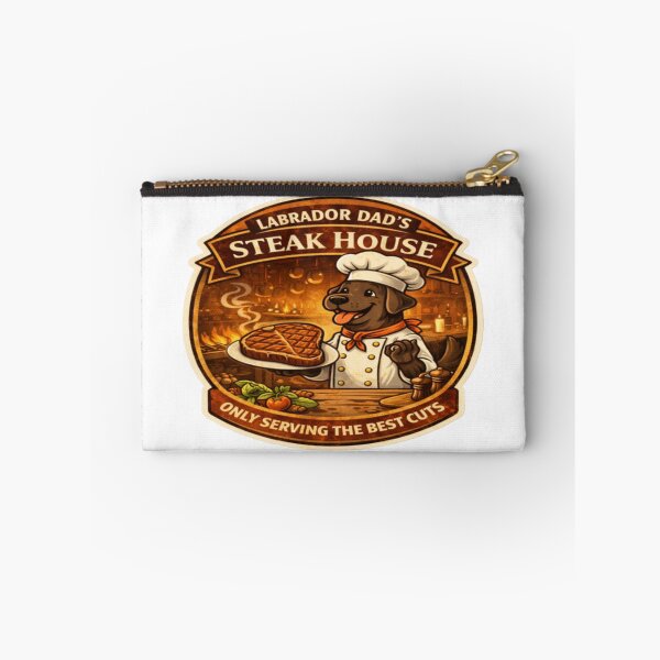Item preview, Labrador Dad's Steak House | Chocolate Lab Chef Vintage Badge | Funny Dog Steak Lover Gift designed and sold by PawPrintCustom.