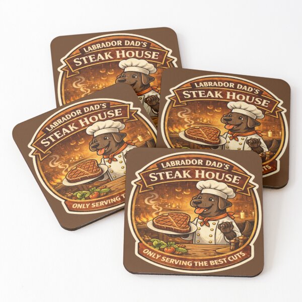 Item preview, Labrador Dad's Steak House | Chocolate Lab Chef Vintage Badge | Funny Dog Steak Lover Gift designed and sold by PawPrintCustom.