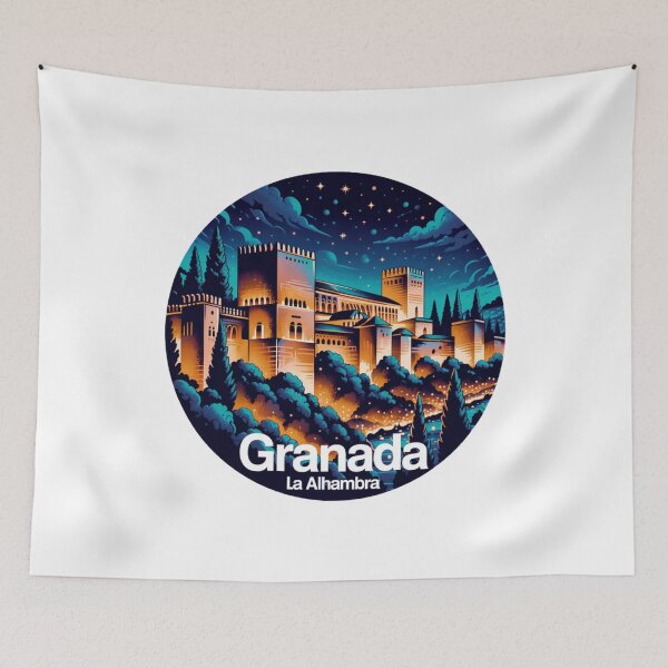Item preview, Granada Alhambra Night Scene: Vibrant Andalusian Illustration designed and sold by CircinusStore.