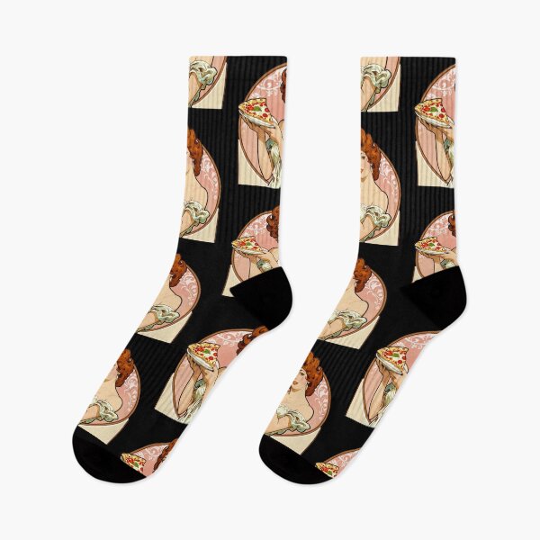 Item preview, Vintage Pin-Up Pizza Girl in Art Nouveau style designed and sold by Pineapple-Tree.