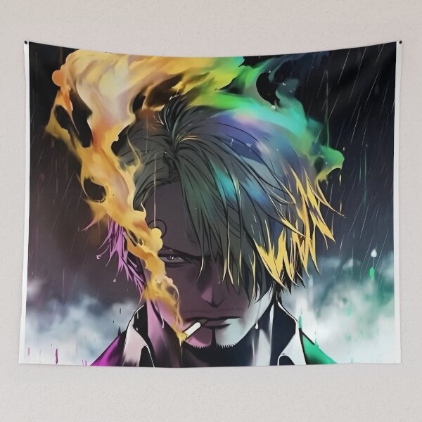 Item preview, Rainbow Flame Anime Warrior – Dark Anime Fire Power Aesthetic Illustration designed and sold by Dyan4.