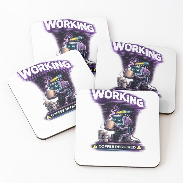 Item preview, Working – Coffee Required Funny Programmer Robot Coffee Meme designed and sold by NAJURE.