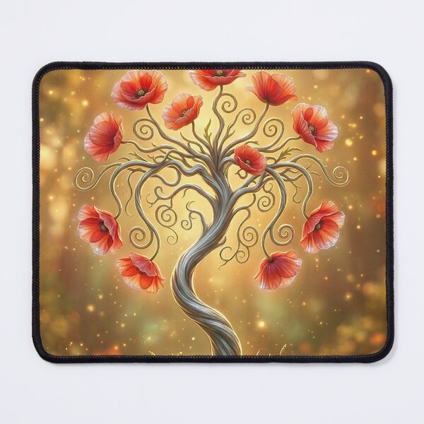Item preview, Poppy Coral Tree – Golden Fantasy Blossom Art designed and sold by Herzbaumatelier.