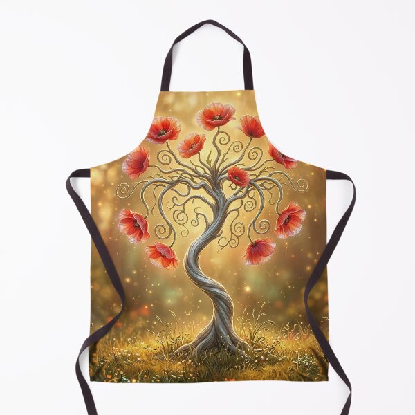 Item preview, Poppy Coral Tree – Golden Fantasy Blossom Art designed and sold by Herzbaumatelier.