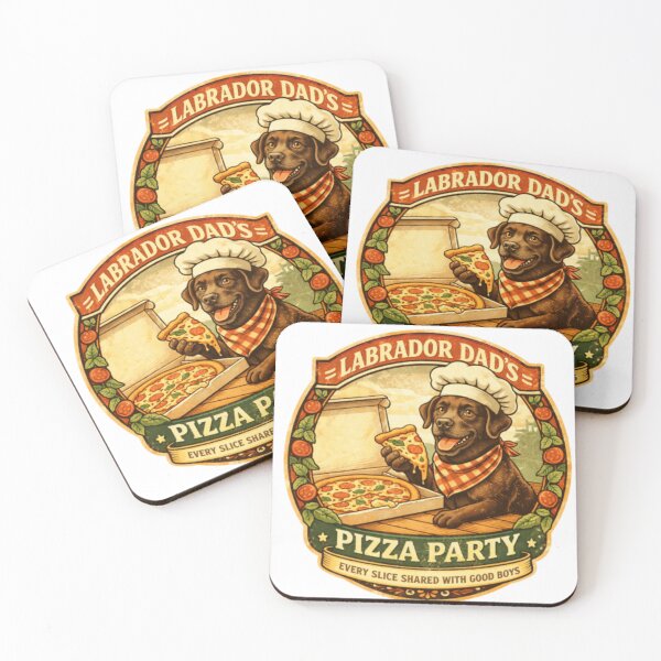 Item preview, Labrador Dad's Pizza Party | Chocolate Lab Chef Vintage Badge | Funny Dog Pizza Lover Gift designed and sold by PawPrintCustom.